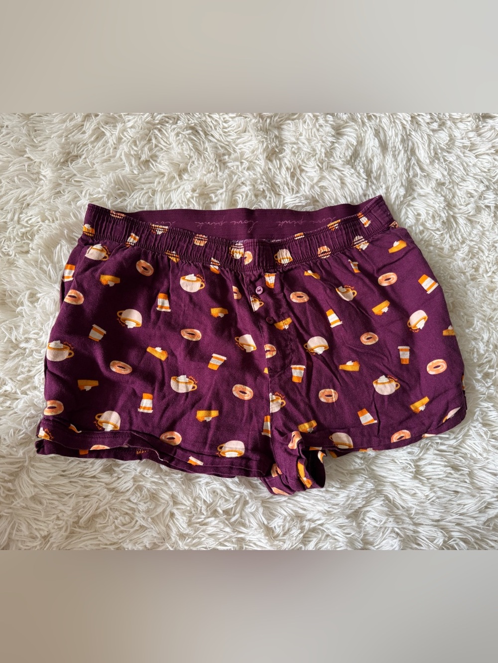PINK Victoria’s Secret Coffee & Donut Print Boxer Sleep Shorts